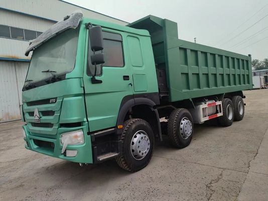 12 шины Sinotruk HOWO 8*4 Дамп-грузовик Подержанный грузовик Зеленый с ручной коробкой передач