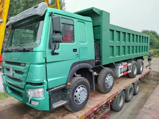 12 шины Sinotruk HOWO 8*4 Дамп-грузовик Подержанный грузовик Зеленый с ручной коробкой передач
